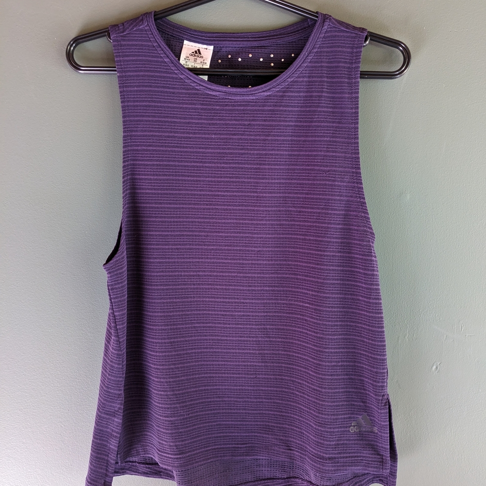 Adidas Violet Striped Women's Muscle Tee